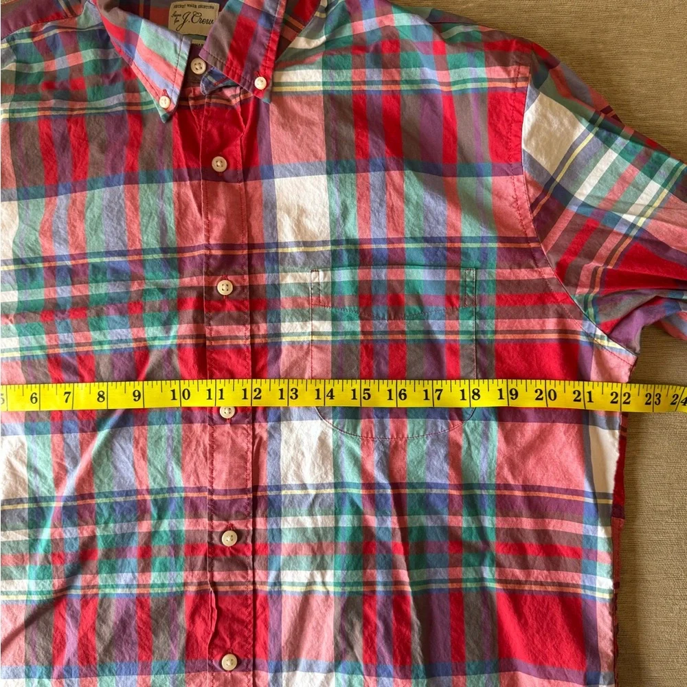 J.Crew Classic Fit Plaid Button-Down Shirt Secret Wash L Cotton Red Green Blue